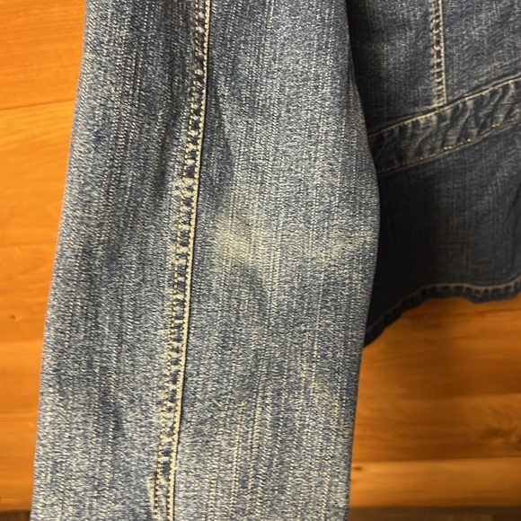 Style & Co Petite women’s Denim Jean‎ Vintage Jacket Lg Dark Wash pockets Casual - Picture 9 of 10